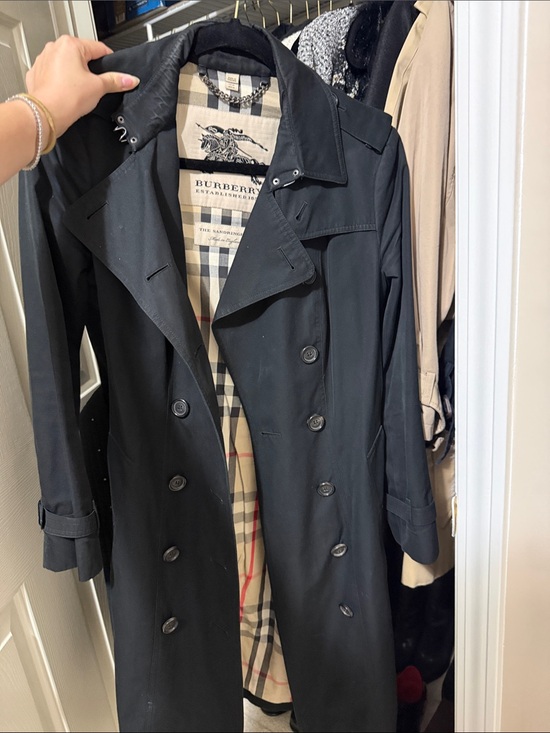 Burberry Jackets & Blazers - Burberry Black Double-Breasted Trench with Classic Check Lining